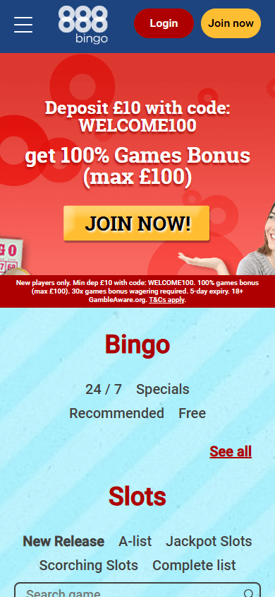 888 Bingo Casino Mobile screenshot